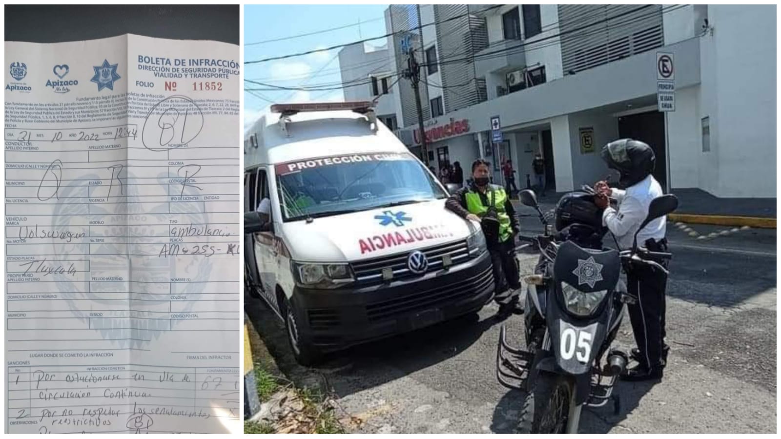 Indigna en Apizaco infracciones hacia una ambulancia: iba a trasladar a un paciente