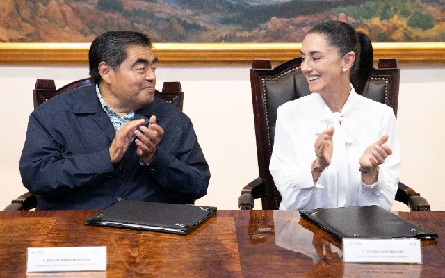 Miguel Barbosa y Claudia Sheinbaum firman convenio de coordinación en seguridad pública