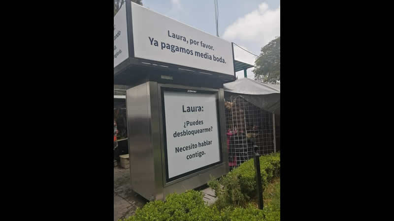 Por: Cortesía “Perdóname Laura: ella y yo solo somos amigos”: aparecen espectaculares de disculpa en la CDMX