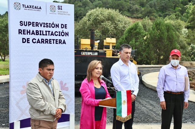 Por: Cortesía Supervisó gobernadora Lorena Cuéllar avances de obras carreteras en Xaltocan