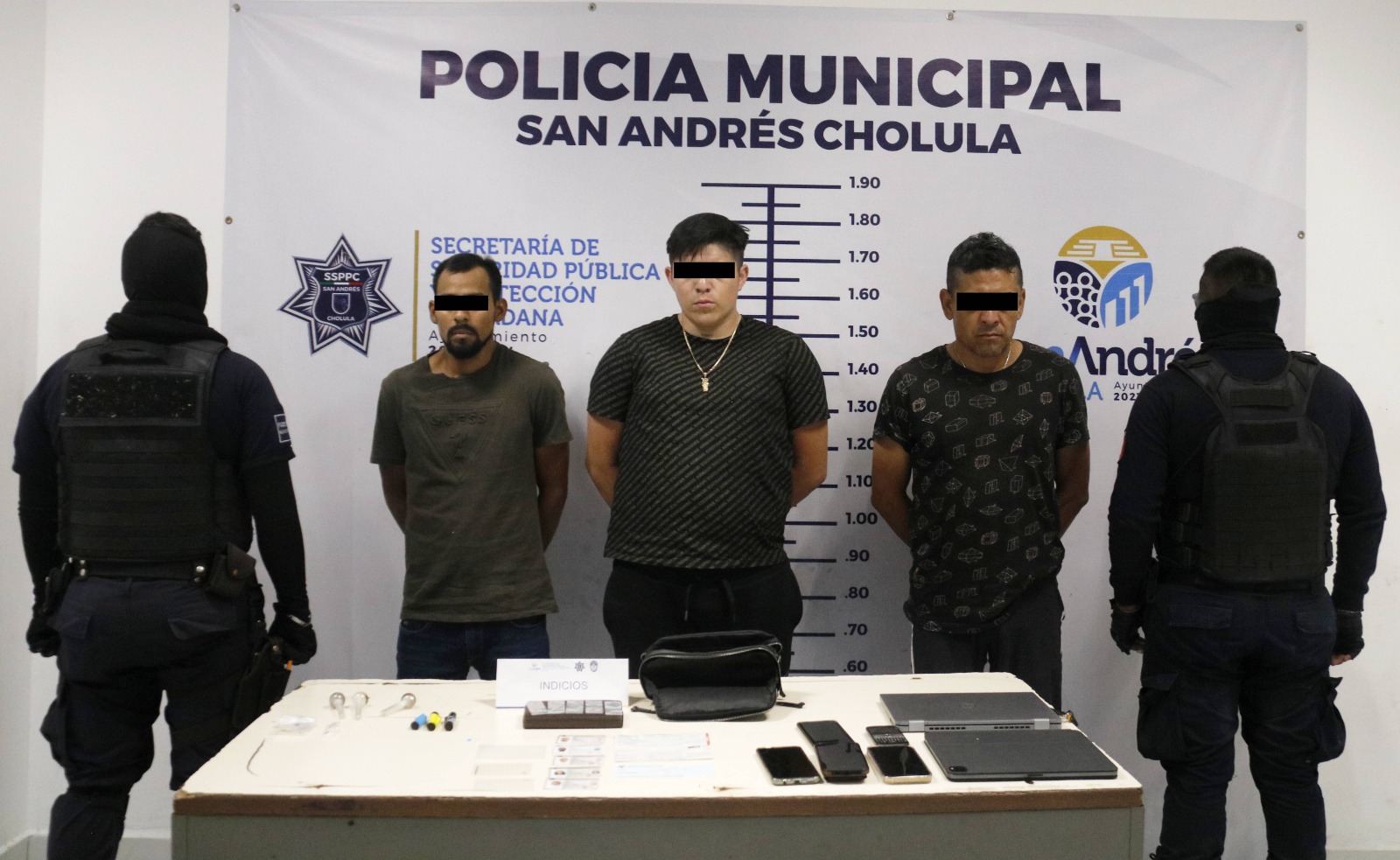Asegura policía de San Andrés Cholula a tres integrantes de "Los Santos"