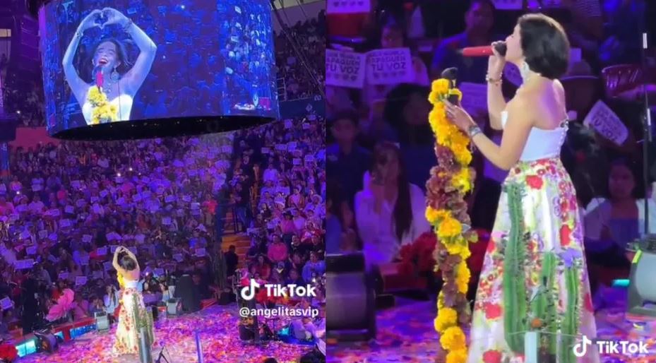 Ángela Aguilar llora con emotiva sorpresa de sus fans durante concierto (Vídeo)
