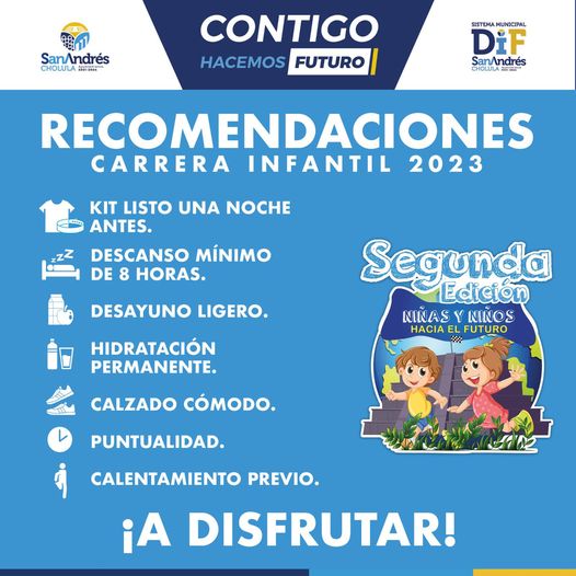 San Andrés Cholula, listo para la segunda edición “Carrera de Niñas y Niños Hacia el Futuro”