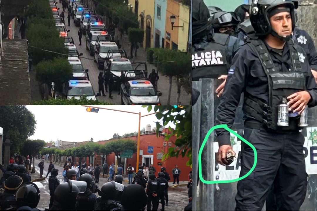 Con gas lacrimógeno ordena Lorena Cuéllar dispersión de sindicalizados