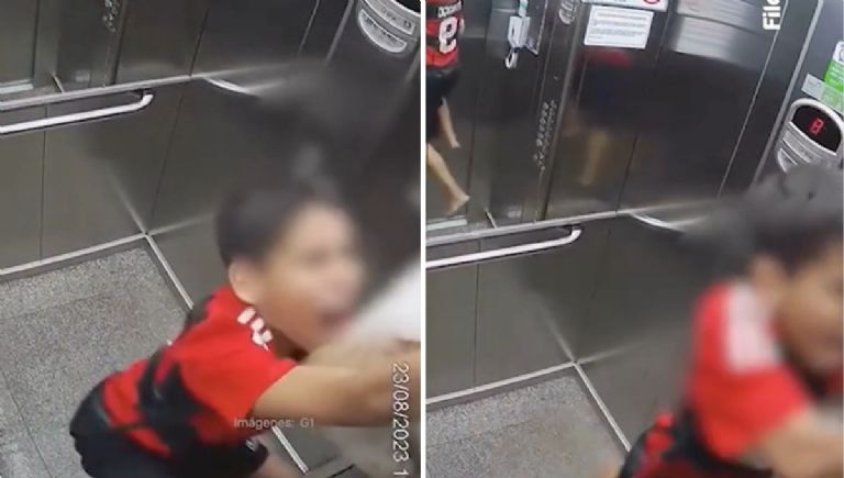 Por: Cortesía Captan el acto desesperado de un niño para salvar a su perro de morir ahorcado en un elevador (Vídeo)