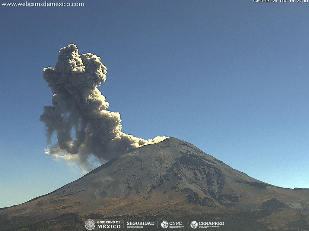 Por: CENAPRED  Advierten caída de ceniza al sureste de Tlaxcala por volcán Popocatépetl
