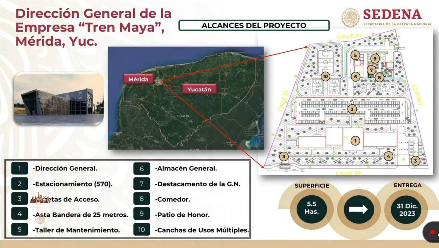 Por: Cortesía Así será el Edificio Central del Tren Maya en Mérida, construido por el Ejército