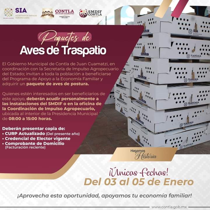 Ayuntamiento de Contla invita a la ciudadanía a registrarse en el Programa de Apoyo a la Economía Familiar