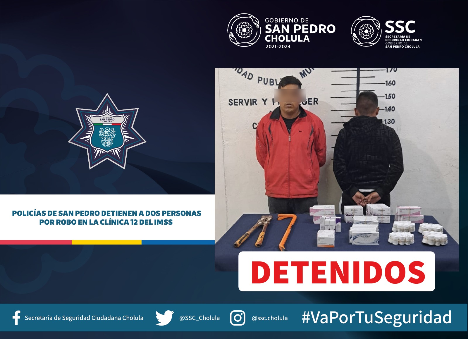 Policías de San Pedro detienen a dos personas por robo en la clínica 12 del IMSS 