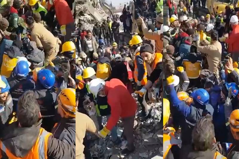 Por: Cortesía Terremoto en Turquía: Brigadistas mexicanos rescatan a niña de 8 años atrapada entre escombros