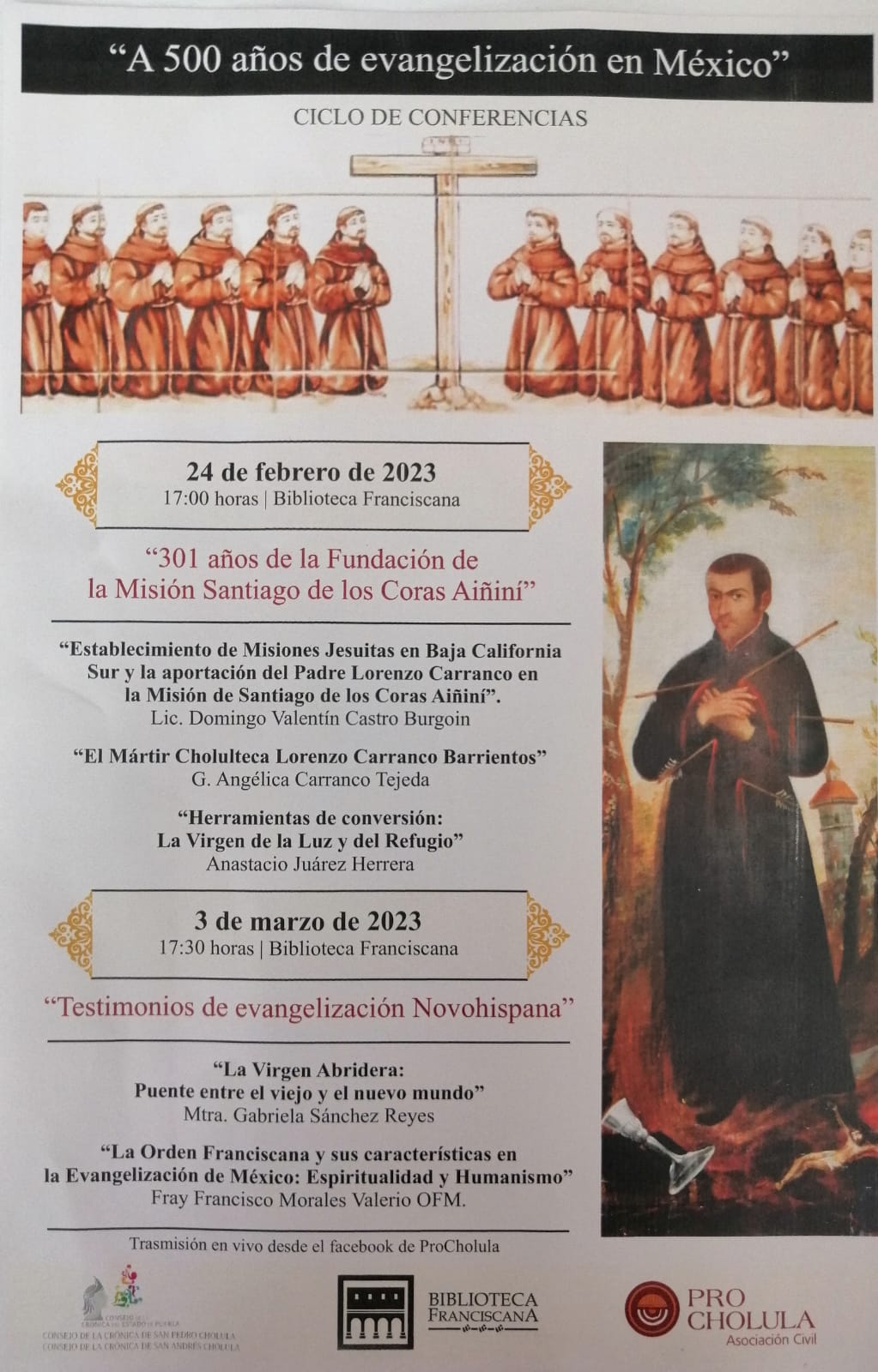 Por: Cortesía Lula Pineda Anuncian ciclo de conferencias en San Pedro Cholula “A 500 años de evangelización en México”