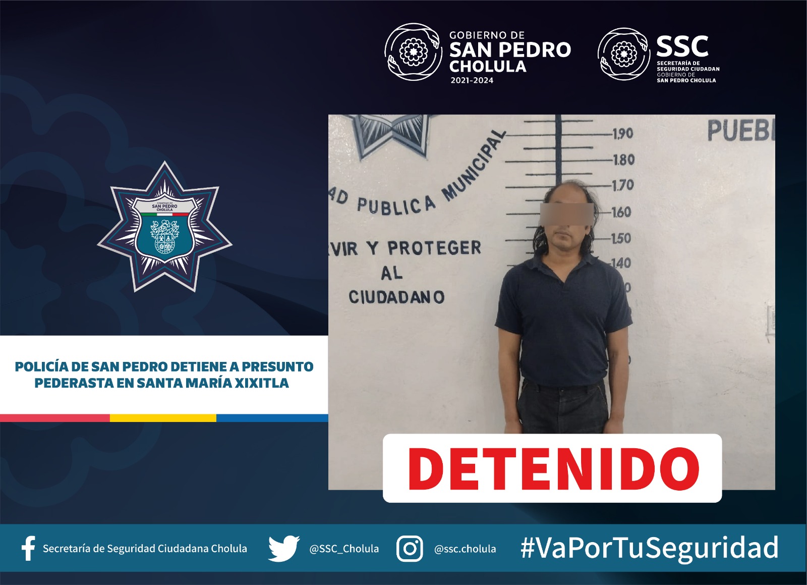 Comunicado oficial Policía de San Pedro detiene a presunto pederasta en Santa María Xixitla