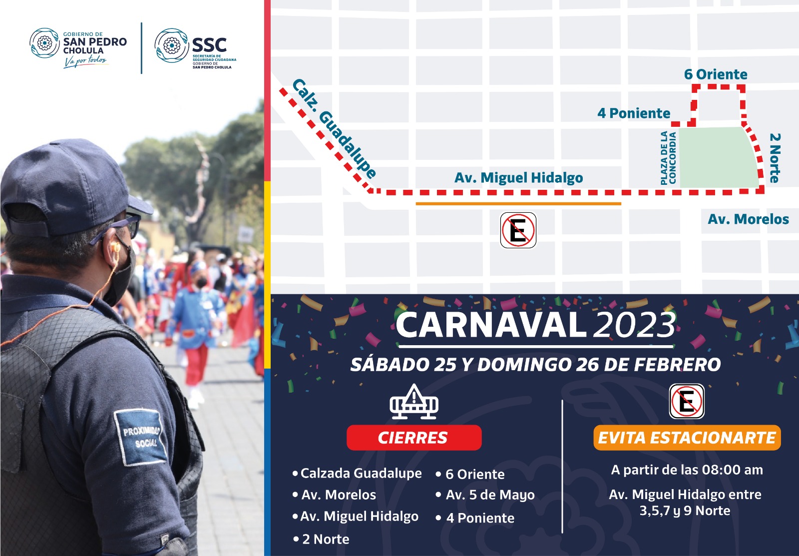 Comunicado oficial Gobierno de San Pedro Cholula desplegará operativo Carnaval 2023