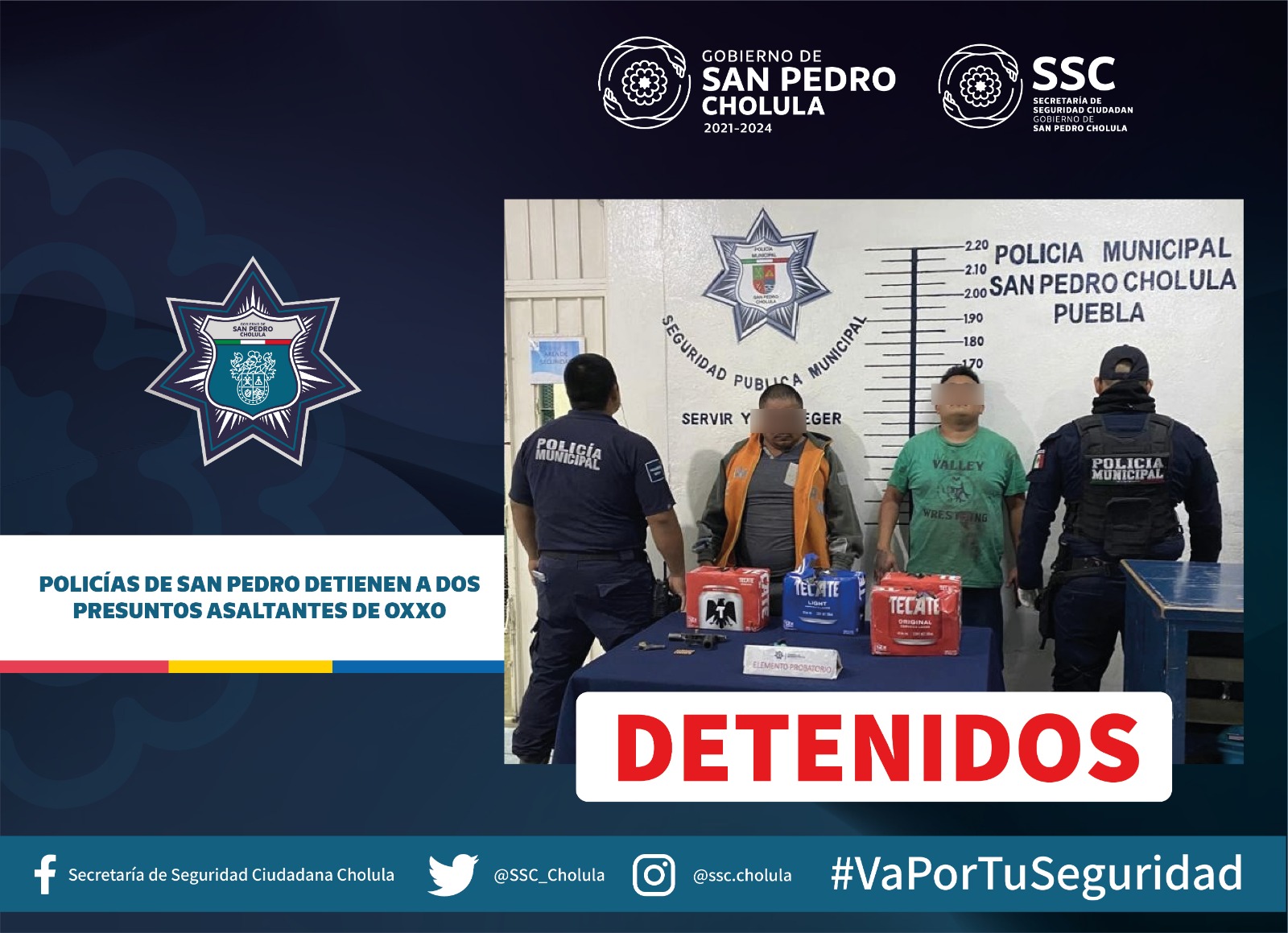 Policías de San Pedro detienen a dos presuntos asaltantes de OXXO