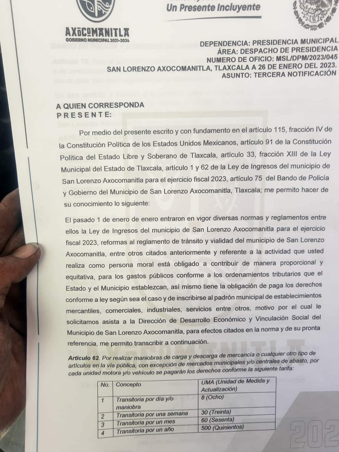 Por: Cortesía En Axocomanitla, Ayuntamiento cobra por descargas mercantiles