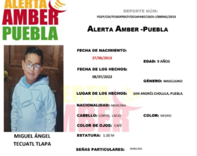 Por: Cortesía Lula Pineda Miguel Ángel Tecuatl, visto por última vez en San Andrés Cholula, lanzan Alerta Amber