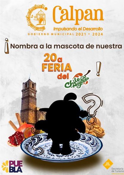 Por: Cortesía Lula Pineda Buscan nombre de mascota oficial de la 20va. “Feria del Chile en Nogada Calpan 2023”