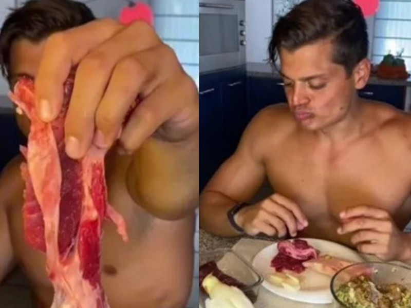 Por: Cortesía Sujeto desata criticas tras recomendar comer carne cruda para lograr un cuerpo fit (Vídeo)