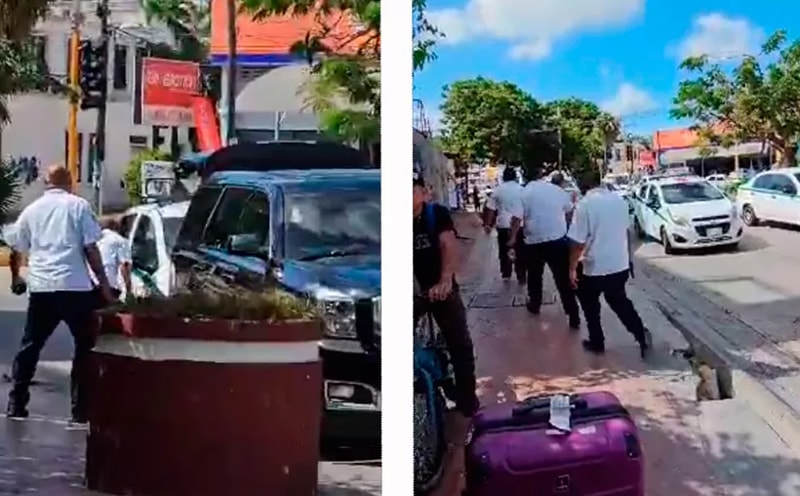 Por: Cortesía "Los confundieron con Uber": Taxistas de Cancún atacan camioneta con turistas extranjeros (Vídeo)