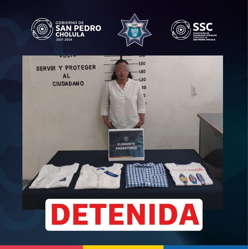 Por: Cortesía Lula Pineda SSC detiene a presunta roba tienda de Plaza San Diego