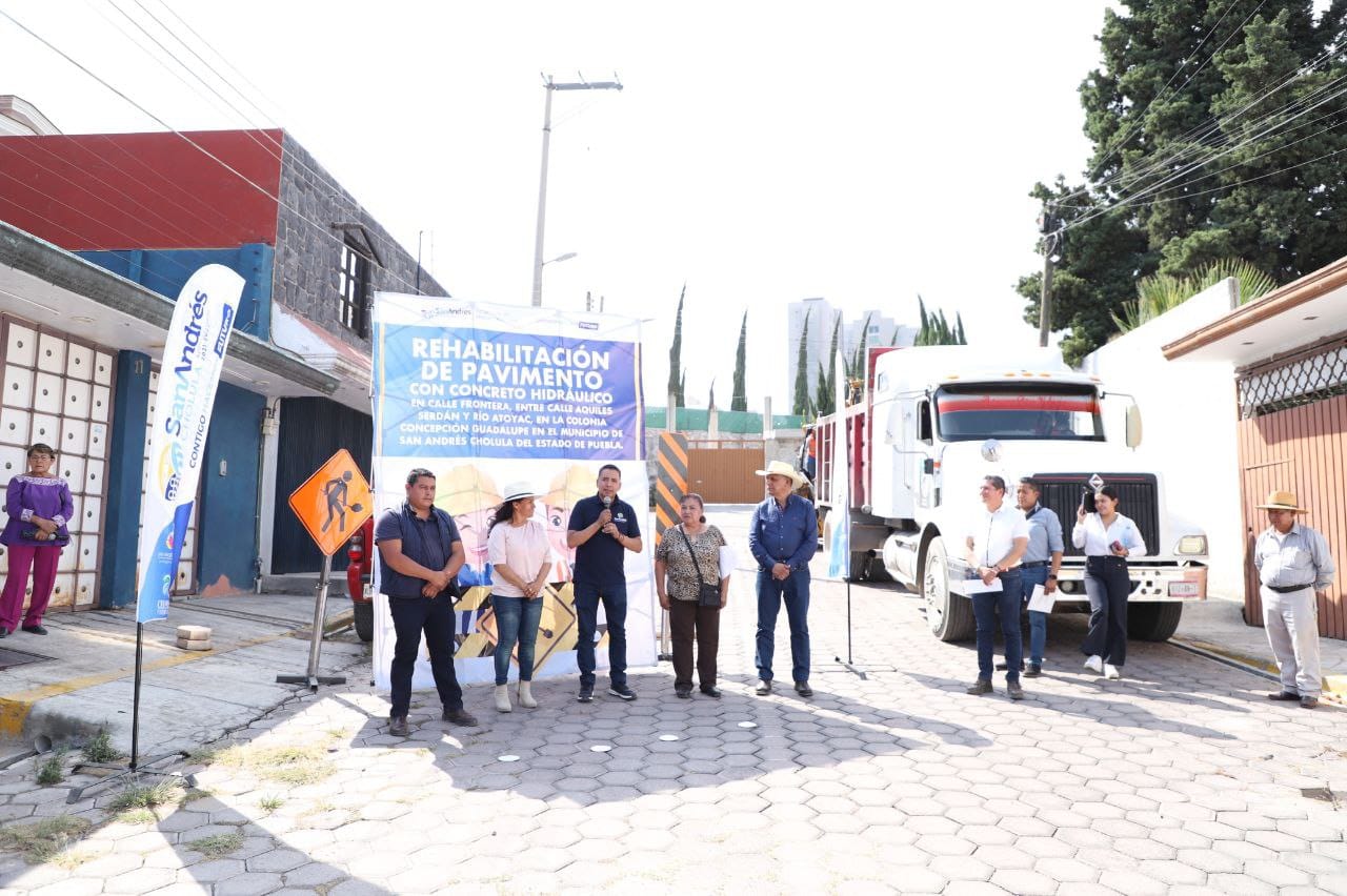 Comunicado oficial Inicia ayuntamiento de San Andrés Cholula, rehabilitación de calle Frontera en Concepción Guadalupe