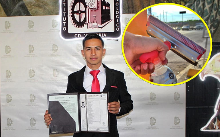 Por: Cortesía "Usuarios lo elogiaron": Joven presume título de ingeniero que obtuvo mientras trabajaba como limpia vidrios