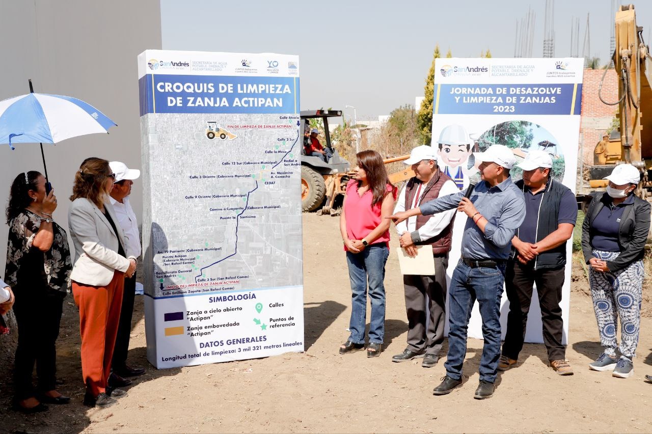 Inicia Ayuntamiento de San Andrés Cholula limpieza de la zanja Actipan