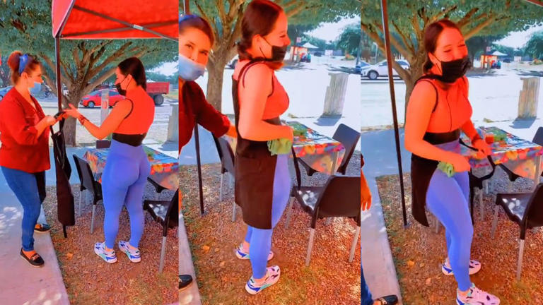 Por: Cortesía Mesera sorprende a todos y se viraliza por lucir outfit y figura fitness en su trabajo (Vídeo)