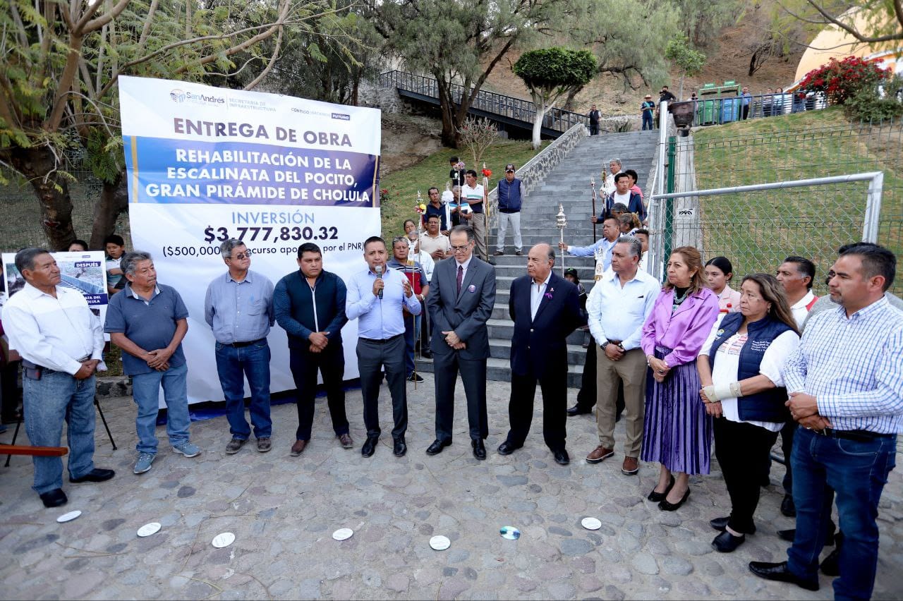 Comunicado oficial Entrega Ayuntamiento de San Andrés Cholula rehabilitación de la escalinata del Pocito de la Gran Pirámide de Cholula