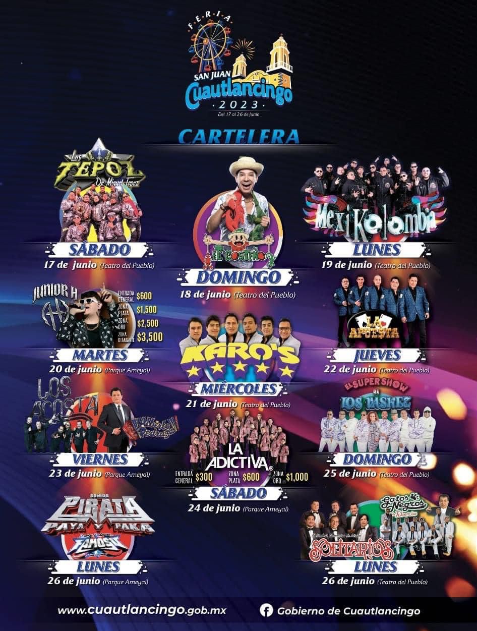 Todo listo para la “Feria Patronal Cuautlancingo 2023” a efectuarse del 16 al 26 de junio