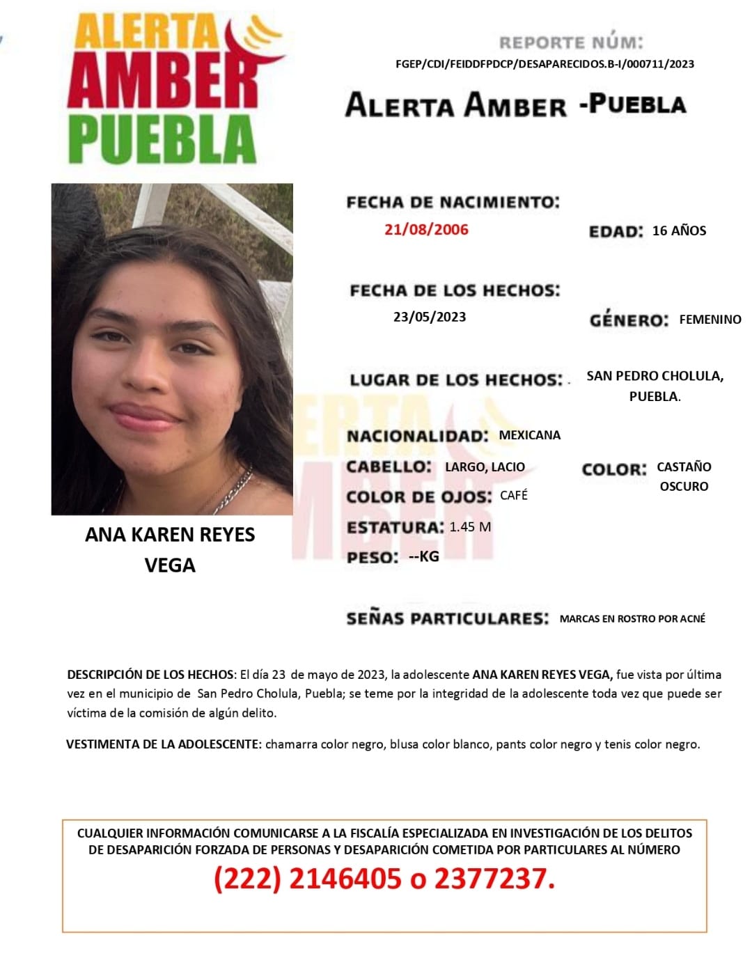 En redes sociales piden ayuda para localizar a la adolescente Ana Karen Reyes