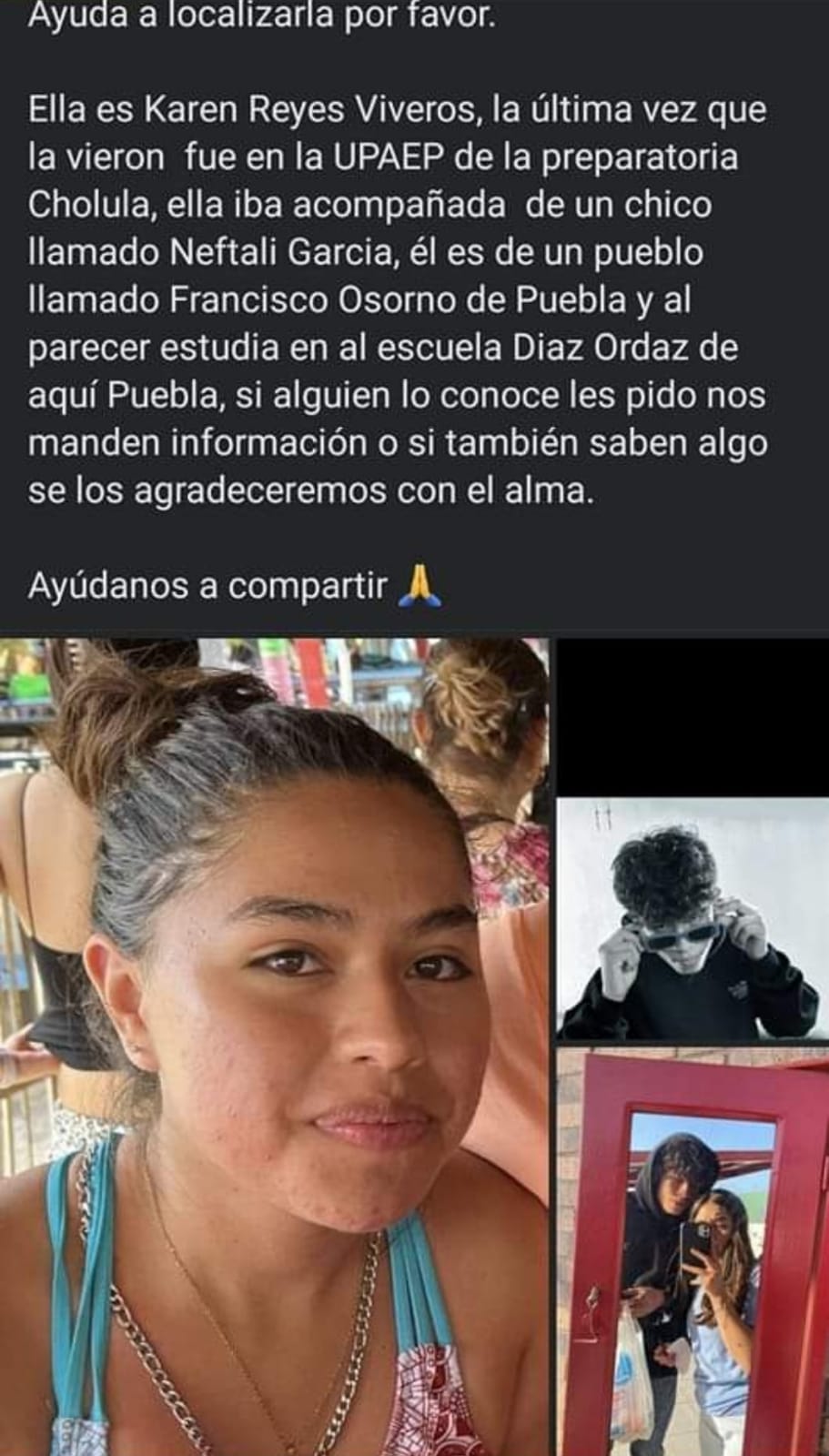 Por: Cortesía Lula Pineda En redes sociales piden ayuda para localizar a la adolescente Ana Karen Reyes