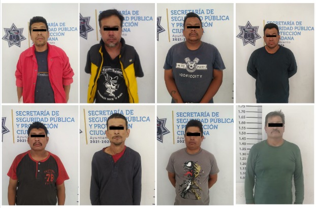 En acción coordinada, policía de San Andrés Cholula y de Atlixco detuvieron a ocho presuntos responsables de robo