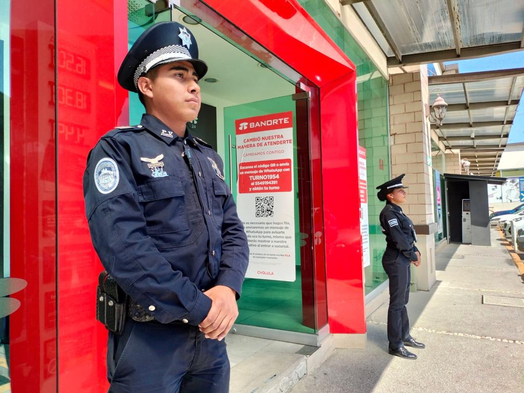 Implementa policía de San Andrés Cholula esquema de vigilancia ante temporada de aguinaldos