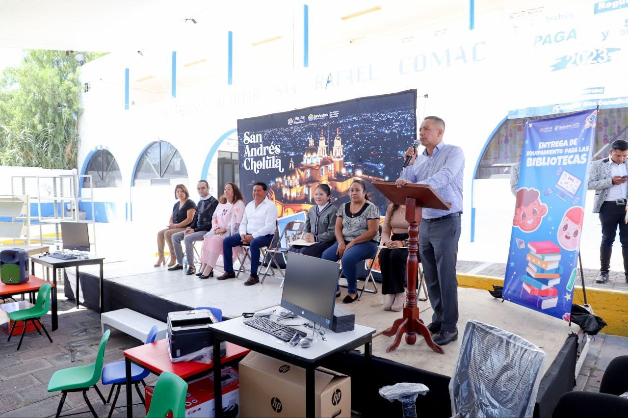 inicia Mundo Tlatehui equipamiento de las bibliotecas de San Andrés Cholula