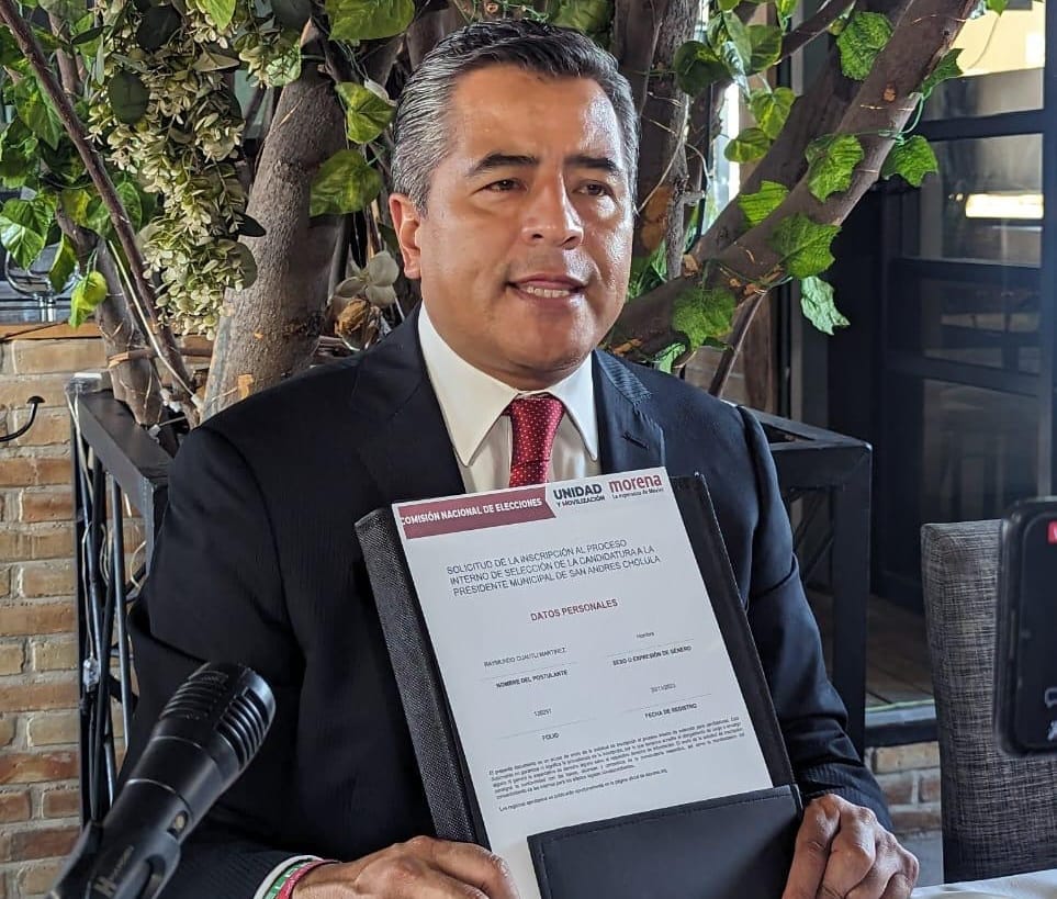 Raymundo Cuautli da a conocer su registro como aspirante por Morena a la alcaldía de San Andrés Cholula