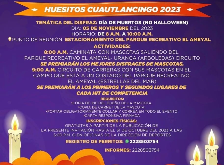 Por: Cortesía Lula Pineda Caminata y Carrera "Huesitos Cuautlancingo 2023" celebra el Día de Muertos con una carrera temática de disfraces
