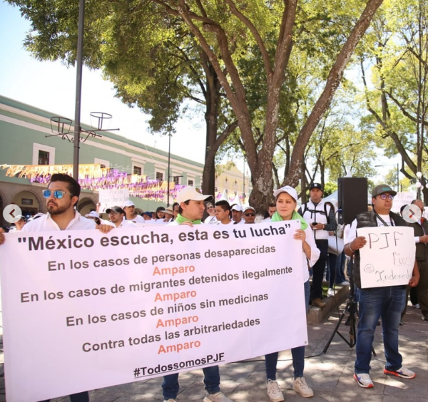 Se movilizan trabajadores del PJF en Tlaxcala por eliminación de fideicomisos