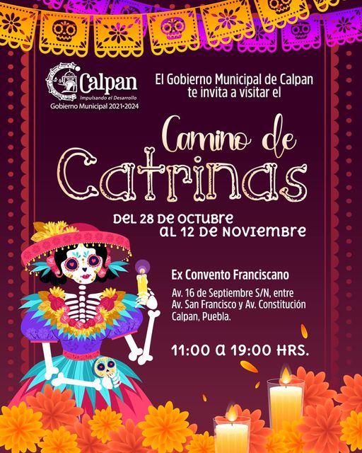 Por: Cortesía Lula Pineda Calpan invita al Camino de Catrinas en el Ex Convento Franciscano