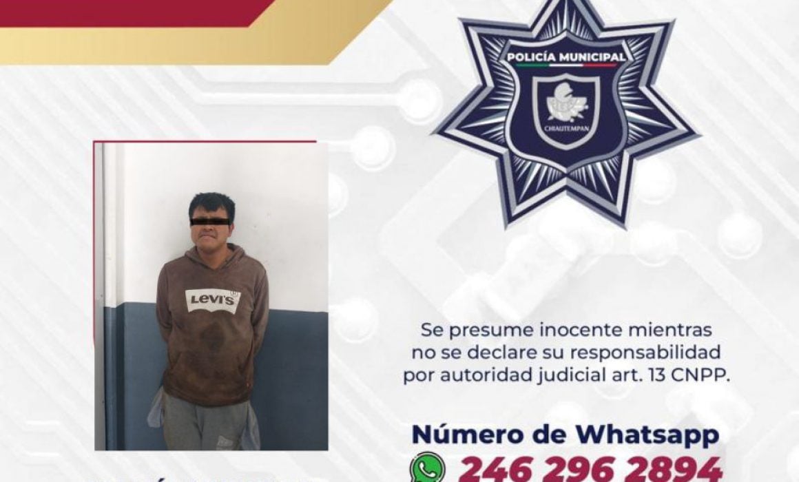 Detiene Policía de Chiautempan a sujeto por desacato a medidas de protección