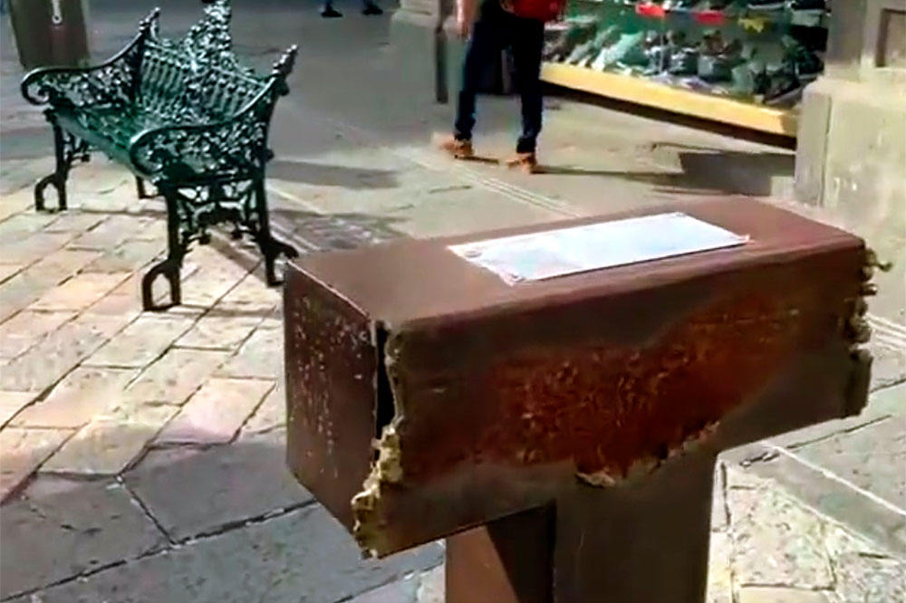 Por: Cortesía Recuperan escultura 'Alas que Abrazan" de la calle de los dulces