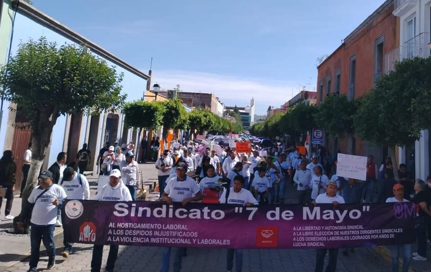 Preparan sindicalizados nueva manifestación durante informe de gobernadora
