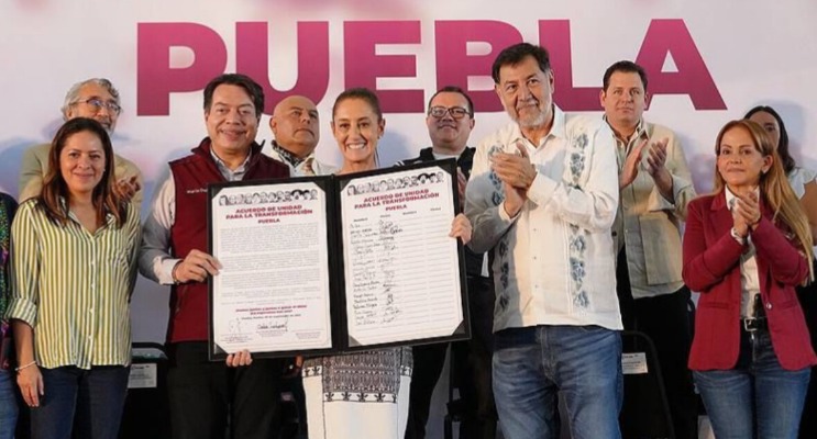 Por: Cortesía En visita a Puebla, Claudia Sheinbaum llama a la unidad en la militancia de Morena