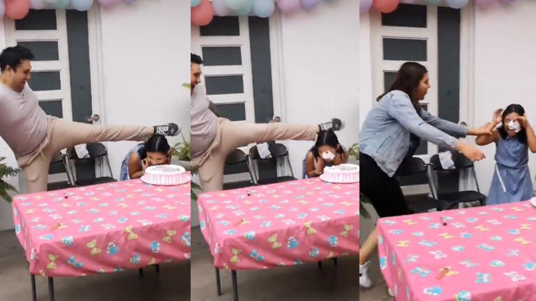 Por: Cortesía ¿Feliz cumpleaños? Padre arroja a su hija al pastel con una patada (Vídeo)
