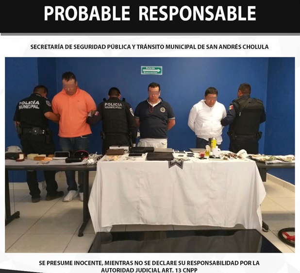 Policía Municipal de San Andrés Cholula detiene a banda de asaltantes a casa habitación