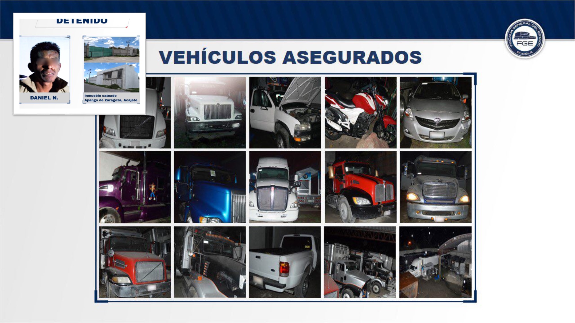 Foto: Especial Un detenido y 15 vehículos asegurados tras cateo en Acajete