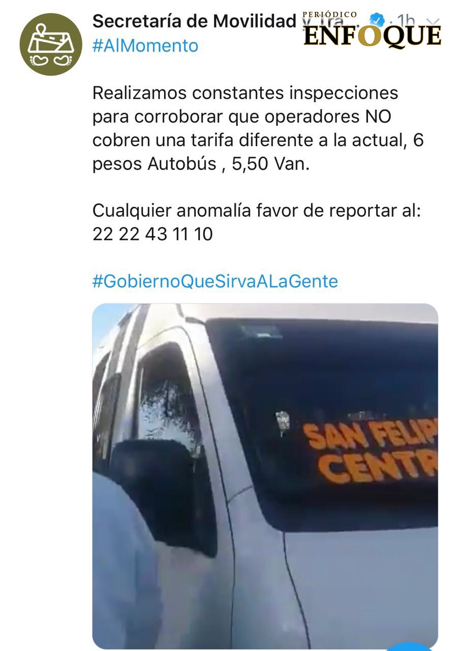 Secretaría de Movilidad y Transporte realiza operativos para evitar cobros no autorizados en el transporte público 