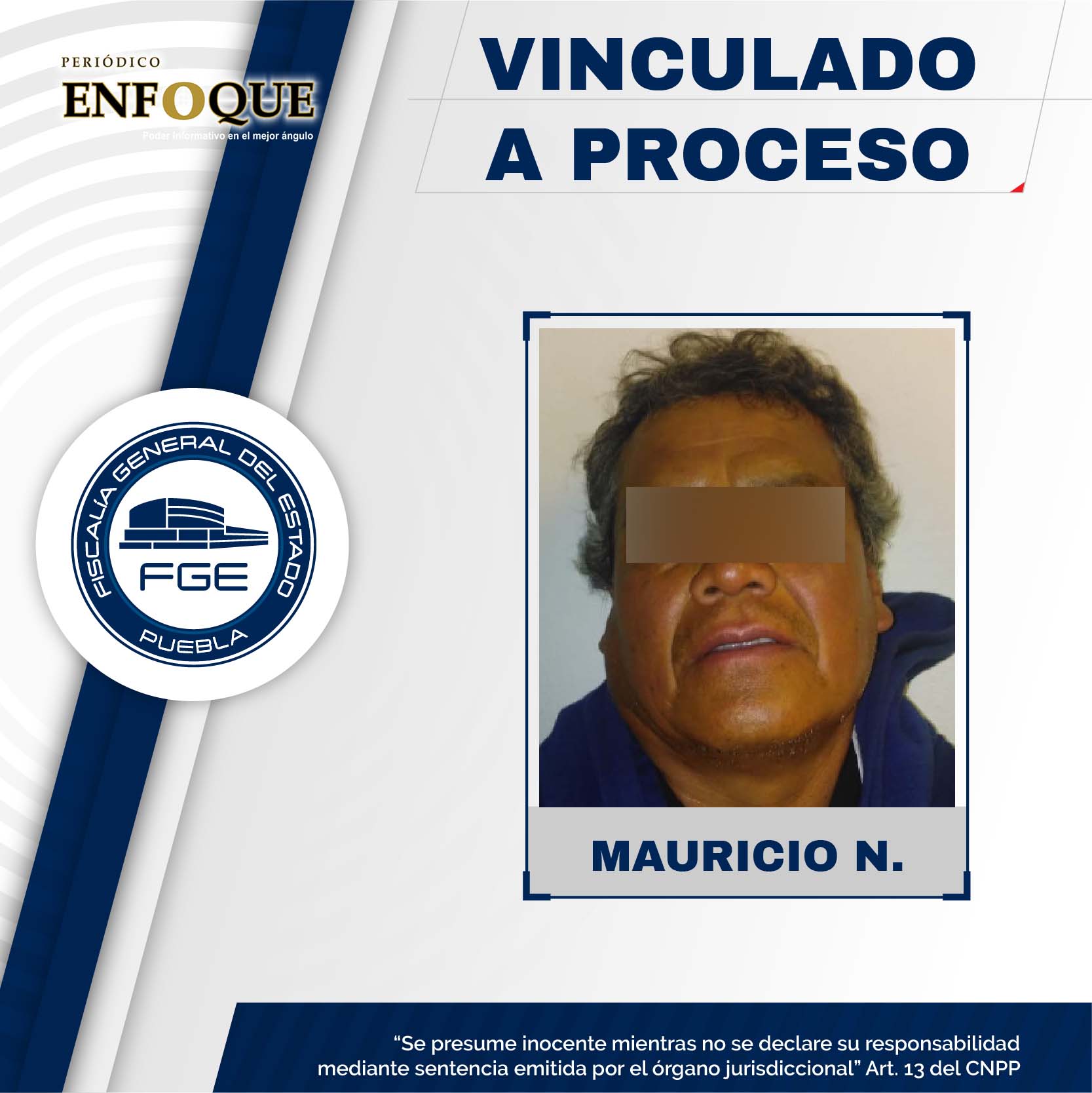 Foto: Cortesía (FGE) Vinculan a proceso a presunto violador de una menor