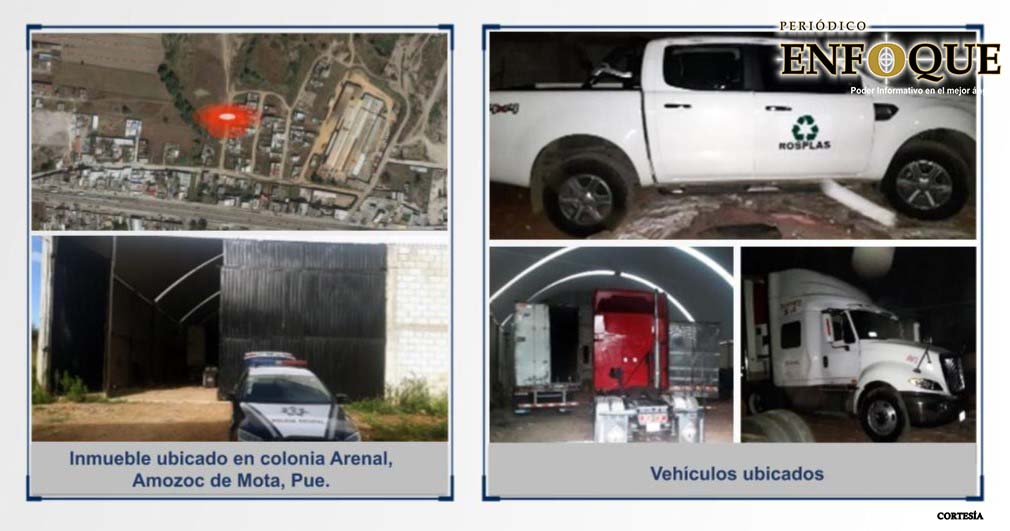Foto: Cortesía  Fiscalía de Puebla catea bodega en Amozoc y asegura 6 unidades