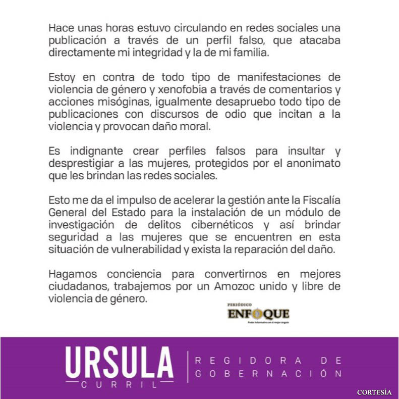 Foto: Cortesía (Redes) Regidora de Amozoc acusa ser víctima de violencia política de Género